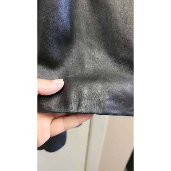 VTG Y2K Wilsons Pelle Studio Black Leather Long Jacket Women's Thinsulate sz XL - Picture 10 of 12